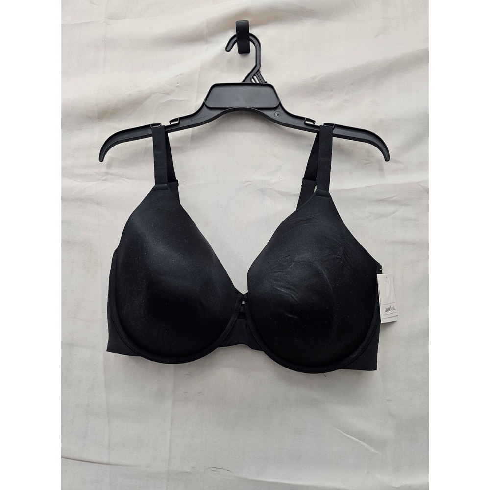 Auden Womens Lightly Lined Full Coverage Bra Black Nylon Blend Casual Size 40DDD